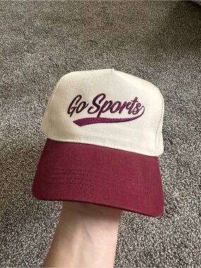 David and Young Cream and Burgundy "Go Sports" Baseball Cap